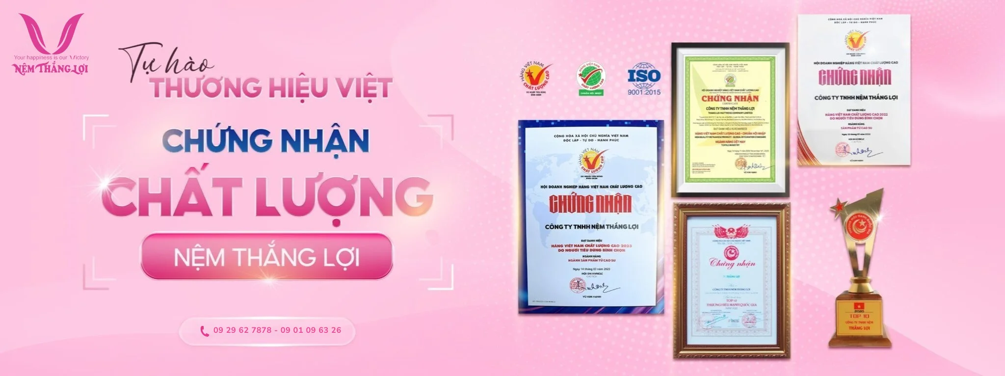 Chứng nhận thương hiệu Nệm Thắng Lợi